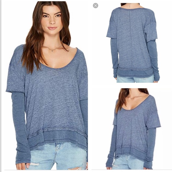 NWOT Free People Magic long sleeve layered tee - Picture 3 of 8